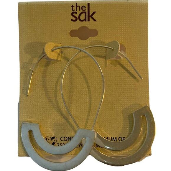 The Sak Fashion Hammered Silver Tone Paper Clip Gold Earring Fashion Jewelry NEW - Picture 1 of 7